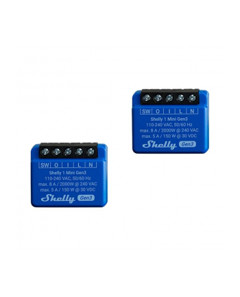 Shelly Inteligentny Przekaźnik 2x1 Mini Wifi Bt 8A GEN3 nr 1