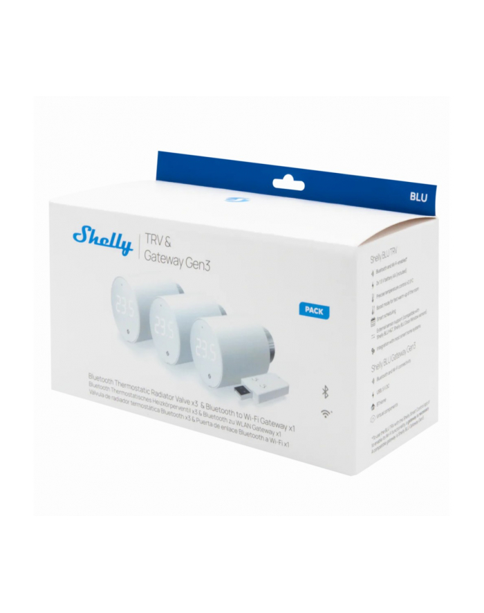 Shelly WiFi/BLU TRV (3 sztuki z centralką) (TRV3PACK) główny