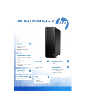 hp inc. Komputer ProDesk 2 SFF G1i E i3-14100 512GB/16GB/W11P     B6ZC4ET