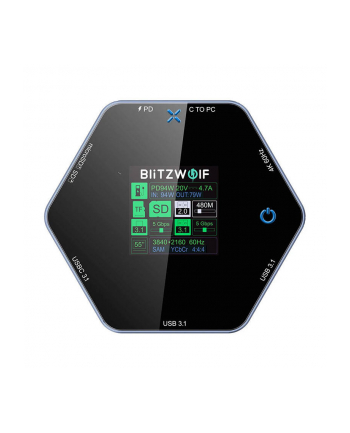 Blitzwolf Stacja dokująca 8w1 BW-TH16 USB 100W LCD Smart Display (BWTH16)