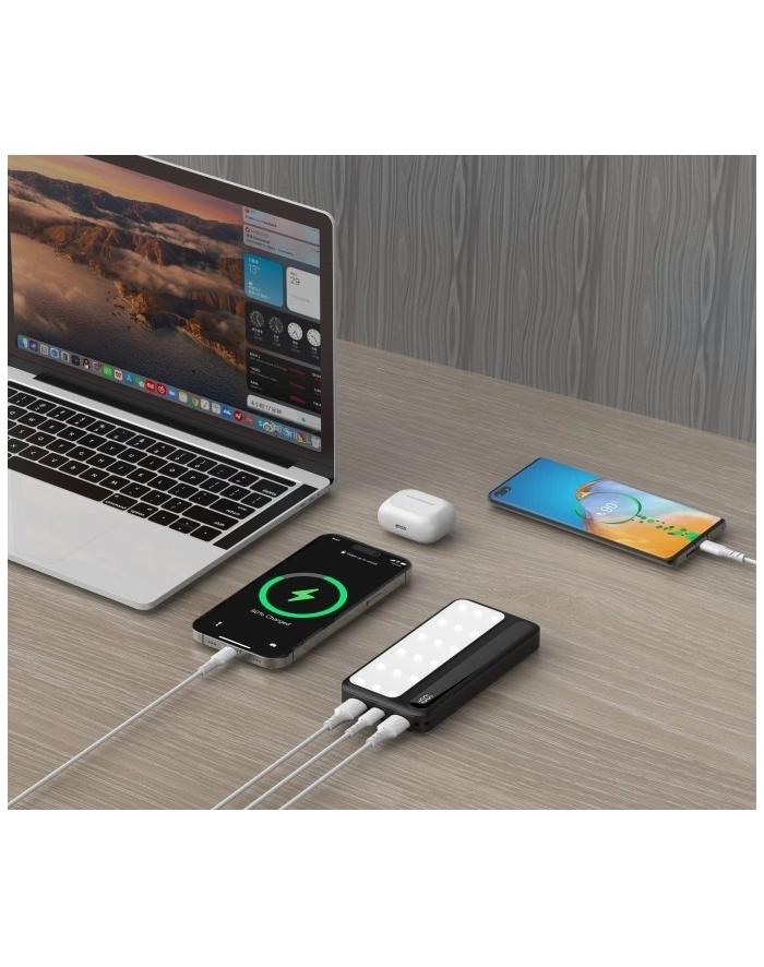 rebeltec Powerbank P10 LCDPD 10 000mAh LAMP z funkcją mocnego źródła światła, moc wyjściowa 22,5W Port Delivery (PD20W) główny