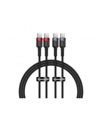 Kabel przewód USB Typ-C do Typ-C 100cm Baseus Cafule Quick Charge 3.0, 100W, 5A, PD 2.0 z obsługą szybkiego ładowania - czarno-szaro-czerwony 2 szt ( nr 1