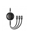 Kabel przewód Baseus Free2Draw CB000084 zwijany USB-C - Lightning / USB-C / micro USB 100W 1.1m - czarny - nr 1