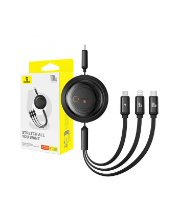 Kabel przewód Baseus Free2Draw CB000084 zwijany USB-C - Lightning / USB-C / micro USB 100W 1.1m - czarny nr 2