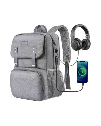 Matein Laptop Backpack / Lunch Bag 15.6'' USB Szary (1161)
