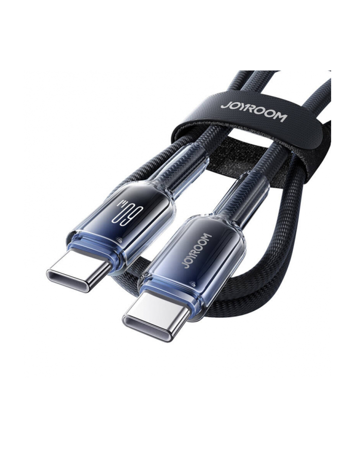 Joyroom Kabel do ładowania / transmisji danych Crystal-Clear Series USB-C do USB-C, 60W PD, 1.2m, czarny główny