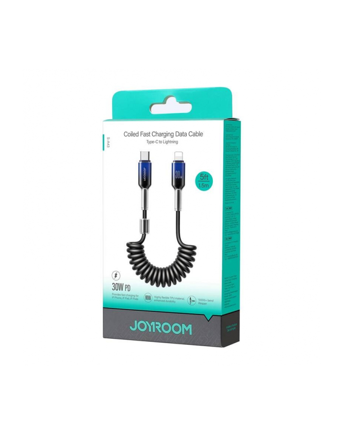 Joyroom Kabel Spiralny S A43 Crystal Clear Series 30W Usb C Lightning 1 5M Czarny główny