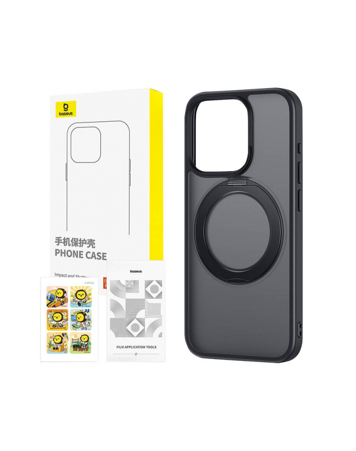 Baseus Skyring 360 176 Case With Stand For Ip 15 Tempered Glass And Cleaning Kit Black główny