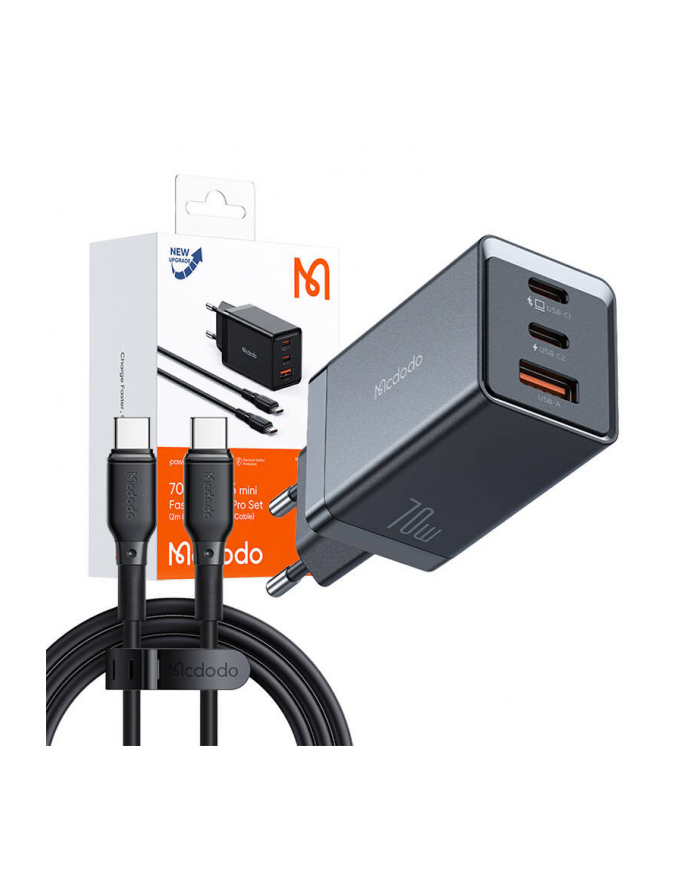 Mcdodo Sieciowa Gan Ch 1543 2X Usb C 1X 67W Kabel Do 2M Czarna główny