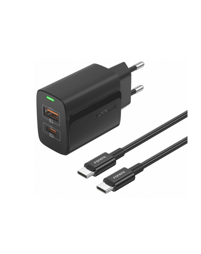Foneng Ładowarka Eu66 Usb-C Usb-A 20W Qc3.0 Pps Fcp Led Czarna główny