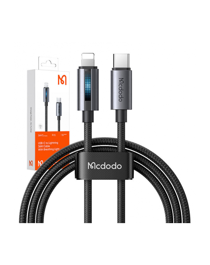 Mcdodo Kabel Ca-5710 Usb-C Do Lightning Z Pulsującym Światłem 36W 1,2M Czarny (66820) główny