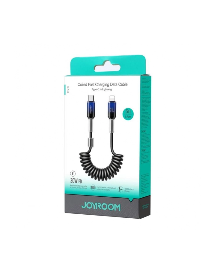 Joyroom Kabel Spiralny S A43 Crystal Clear Series 30W Usb C Lightning 1 5M Czarny główny