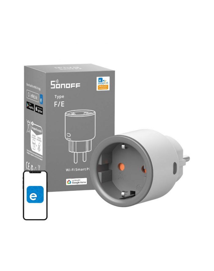 Sonoff S60 Inteligentne gniazdko Wifi, watomierz, 16A 4000W, wtyczka z bolcem główny