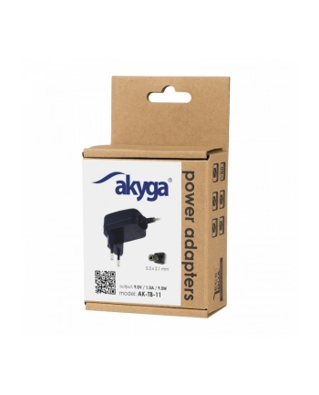 akyga Zasilacz 9V/1A 9W AK-TB-11 5.5X2.1MM Sieciowy uniwersalny