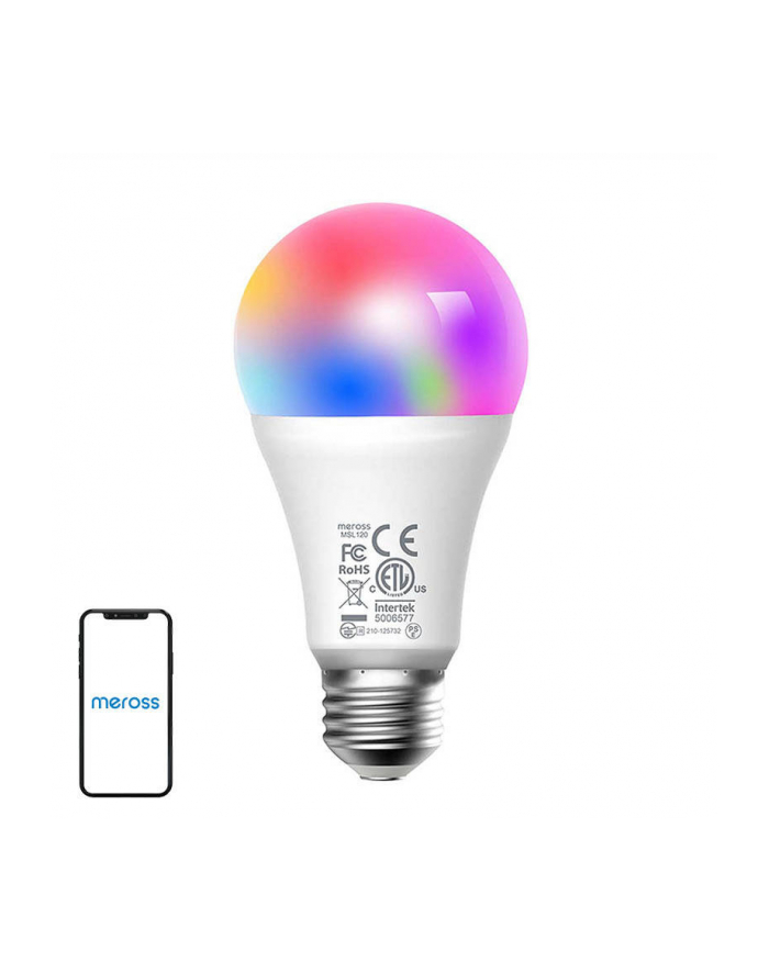 meross Żarówka WiFi, inteligentna żarówka LED kompatybilna z Alexa i Google Home, wielokolorowa ściemnialna żarówka E27 2700K-6500K (odpowiednik 60W) główny