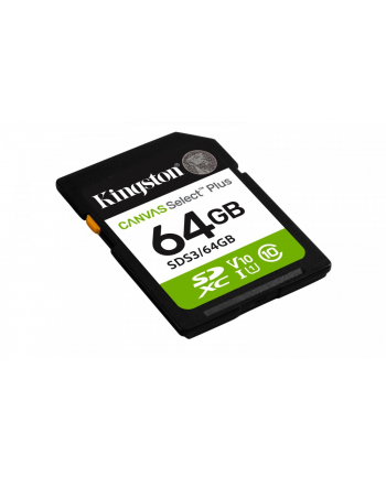 kingston Karta pamięci SD 64GB Canvas Select Plus Gen3 100MB/s