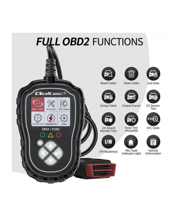 qoltec Cyfrowy Tester diagnostyczny ProLine | OBDII EOBD | 8V-25V | DualSystem