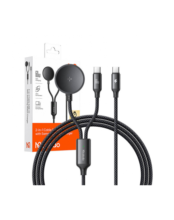 Mcdodo 2W1 Ca 4210 Usb C Ładowarka Samsung Watch 60W 1 2M Czarny główny