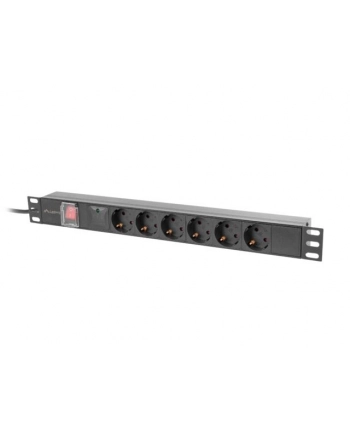 LANBERG listwa zasilajaca rack PDU 19inch 1U 10A 6x Schuko C14 2m czarna