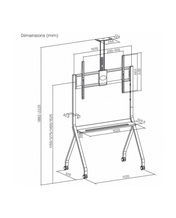 art Mobilny stojak + uchwyt do TV 55-100 '' 120kg S-14 Vesa 900x600 Heavy Duty nr 1