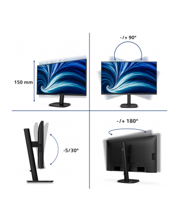 PHILIPS 27B2N3500J/00 27inch 2560x1440 120Hz IPS Flat H/A 150 MM TUV EyeSafe certified USB HUB SPEAKERS DPx1 HDMIx2 350cd/m2