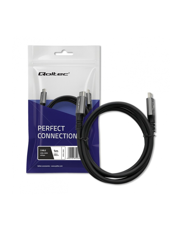 qoltec Kabel USB4 Ultra-Fast | USB-C PD 240W | Thunderbolt 3/4 | 4K |   40Gb/s | 1m | Czarny główny