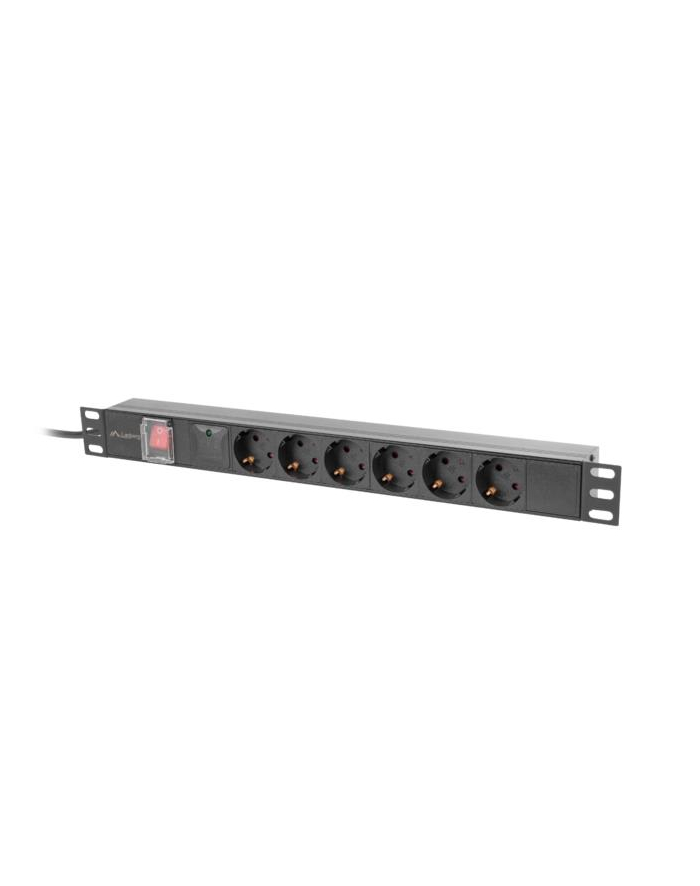 LANBERG listwa zasilajaca rack PDU 19inch 1U 10A 6x Schuko C14 2m czarna główny