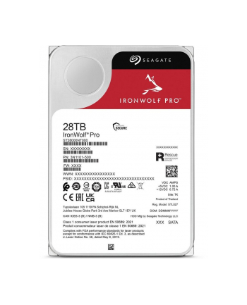 SEAGATE Ironwolf PRO Enterprise NAS HDD 28TB 7200rpm 6Gb/s SATA 256MB cache 8.9cm 3.5inch 24x7 for NAS RAID Rackmount systems BL nr 1