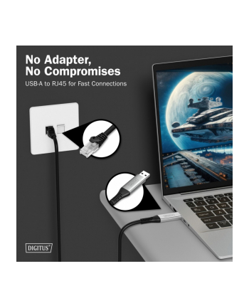 digitus Kabel adapter USB-A - RJ45 Kat. 6A S/FTP, 1 Gbit/s, USB 3.2 Gen1, LSZH, 3m nr 1