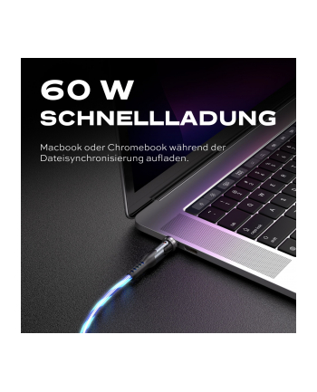 STATIK PowerPivot Pro czerwonyating 2-in-1 USB-C Cable Blue Glow 2m