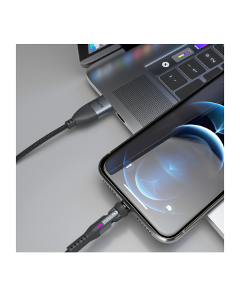 STATIK 360Pro braided czerwonyating 3 magn. tips USB-C Cable Black 2m