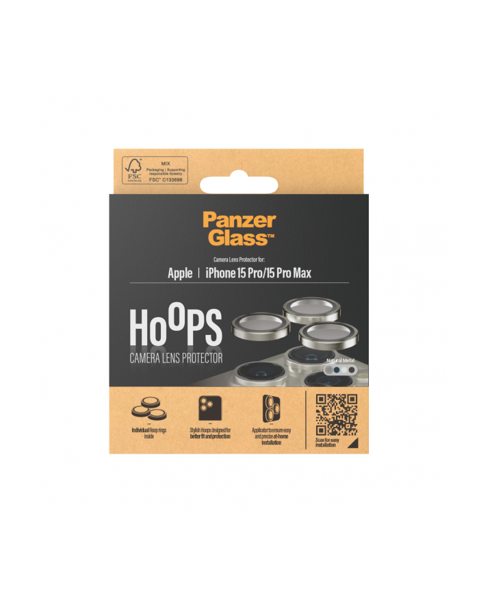 PanzerGlass Hoops Natural Metal Lens Pczerwonyector iP 15 Pro / Max główny