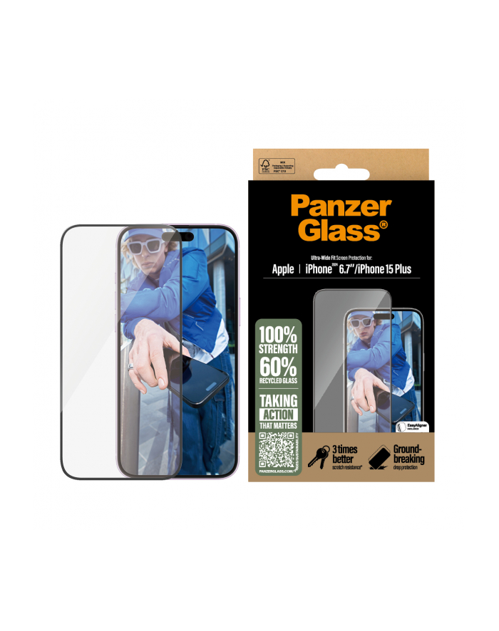 PanzerGlass Screen Pczerwonyector iPhone 16 Plus 15 Plus UWF główny