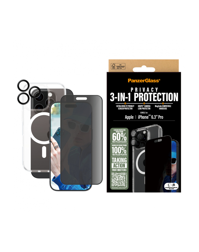 PanzerGlass 3-in-1 Privacy Pczerwonyection Bundle iPhone 16 Pro główny