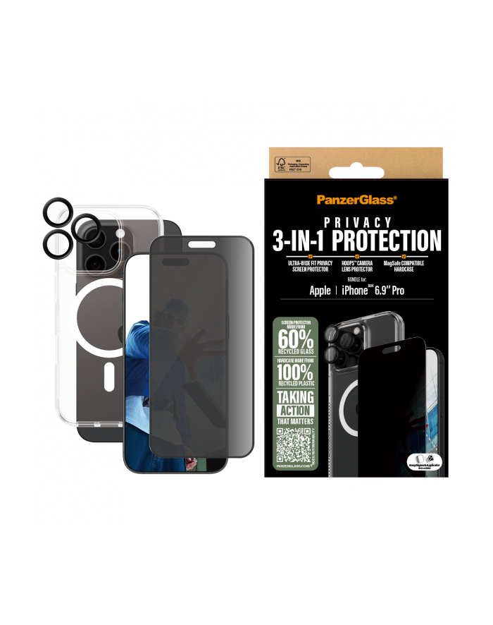PanzerGlass 3-in-1 Privacy Pczerwonyection Bundle iP 16 Pro Max główny