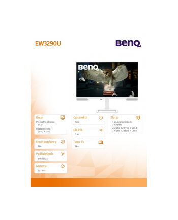 benq Monitor 32 cale EW3290U 4K LED 5ms/IPS/60Hz/Biały nr 1
