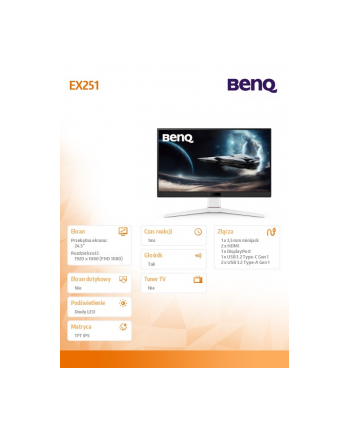 benq Monitor 24 cale EX251 1ms IPS/220Hz/FullHD/Gaming nr 1