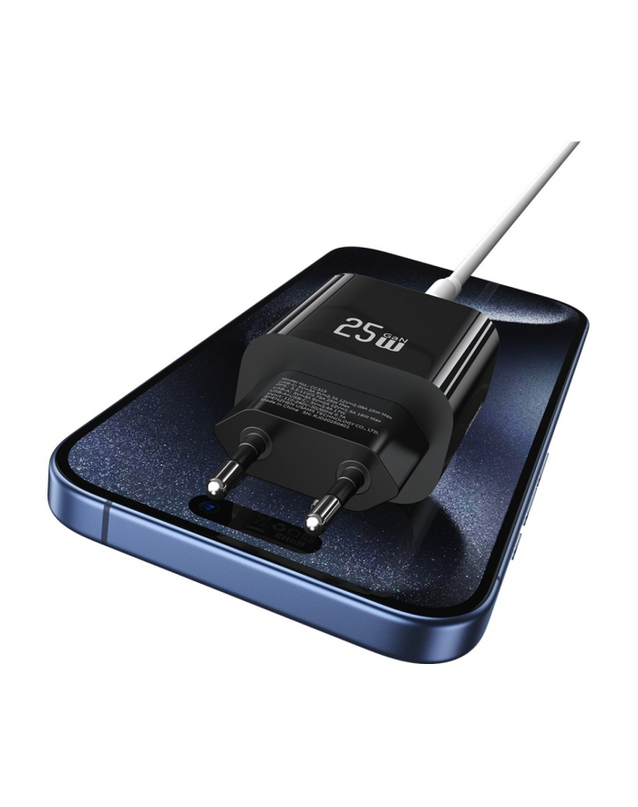 usams Ładowarka sieciowa 25W 1xUSB-C 1xUSB-A Fast Charging Czarna główny
