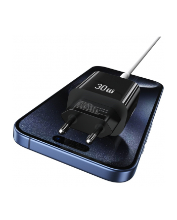 usams Ładowarka sieciowa 30W 1xUSB-C 1xUSB-A Fast czarging Czarna