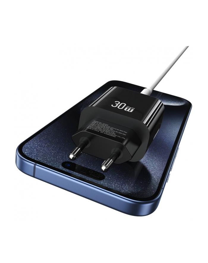 usams Ładowarka sieciowa 30W 1xUSB-C 1xUSB-A Fast czarging Czarna główny