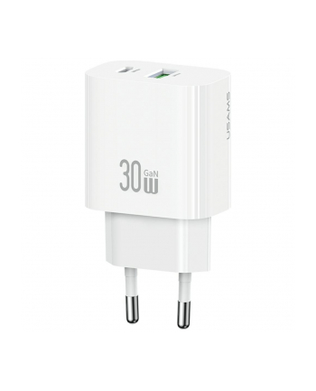 usams Ładowarka sieciowa 30W 1xUSB-C 1xUSB-A Fast charging Biała