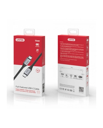 unitek Kabel USB-C - USB-C PD, 10Gbps, 4K60Hz, 1m, M/M, C14082ABK