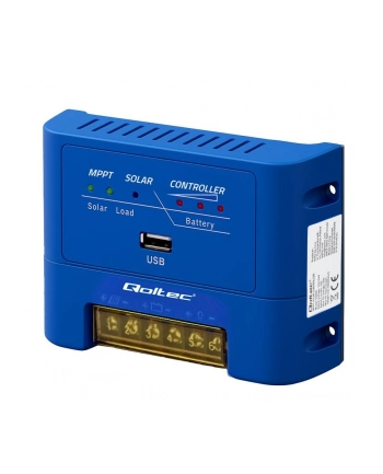 qoltec Solarny regulator ładowania MPPT 15A do zasilania odbiorników DC i ładowania akumulatorów 12V/24V | AGM | GEL | LiFePO4