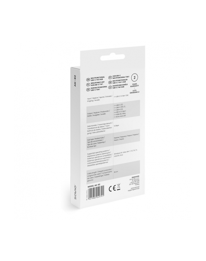 savio HUB USB-C 7w1 AK-82 główny