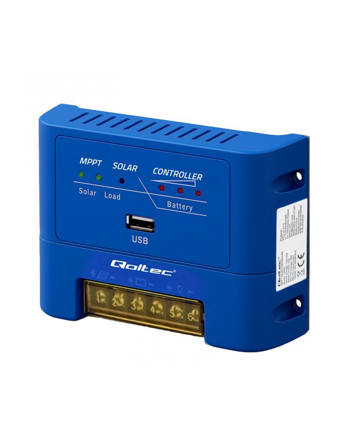 qoltec Solarny regulator ładowania MPPT 15A do zasilania odbiorników DC i ładowania akumulatorów 12V/24V | AGM | GEL | LiFePO4 główny