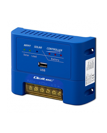 qoltec Solarny regulator ładowania MPPT 15A do zasilania odbiorników DC i ładowania akumulatorów 12V/24V | AGM | GEL | LiFePO4