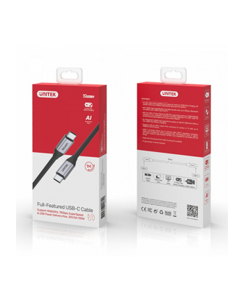 unitek Kabel USB-C - USB-C PD, 10Gbps, 4K60Hz, 1m, M/M, C14082ABK