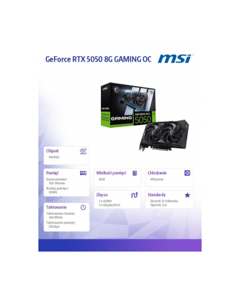 msi Karta graficzna RTX 5050 8G GAMING OC GDDR6 128BIT DP/HDMI nr 1