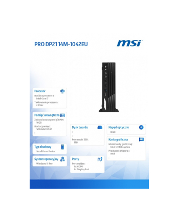 msi Komputer PRO DP21 14M-1042EU WIN11PRO/IC7-14700/16GB/1TB/WiFI/BT/Black nr 1