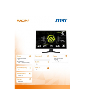 msi Monitor MAG 274F 27 ''/LED/FHD/Flat/200Hz/Black